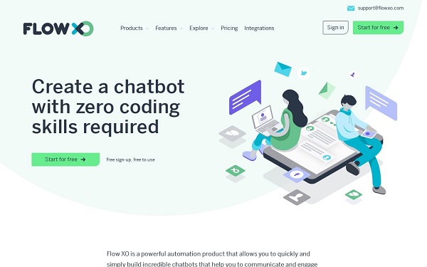 Phần mềm chatbot miễn phí Flow XO